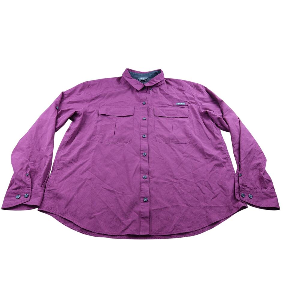 Eddie Bauer Button Down Maroon Outdoor Shirt‎ Men's XL